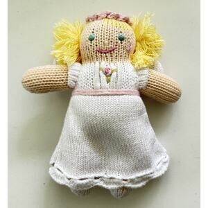 Zubels Grace the Angel Plush Rattle 7" Baby Blonde/Blue Eyes Knit Doll